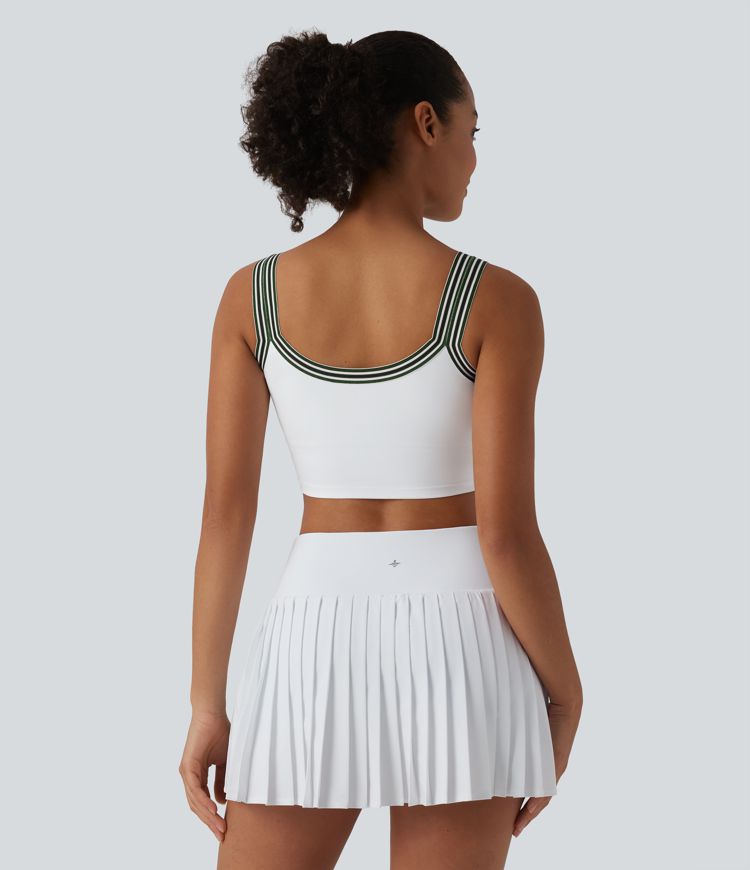 Débardeur 2-en-1 padel/pickleball col U à rayures