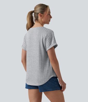 V Neck Short Sleeve Casual T-Shirt