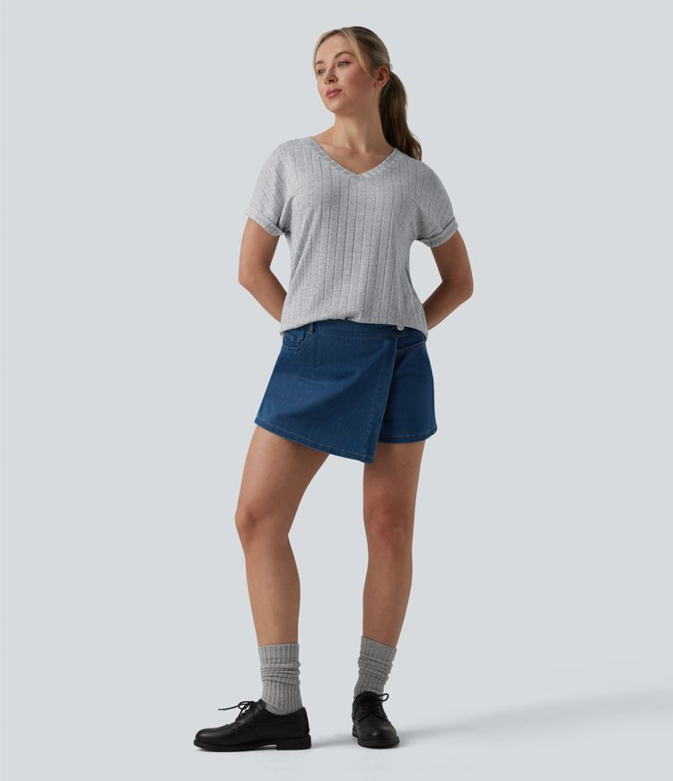 V Neck Short Sleeve Casual T-Shirt