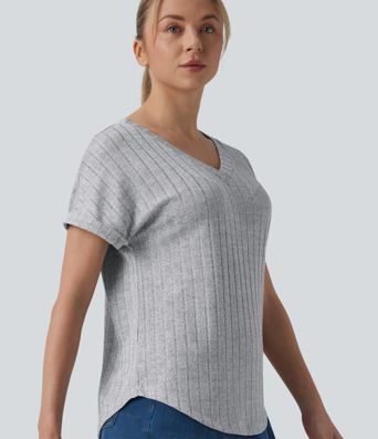 V Neck Short Sleeve Casual T-Shirt