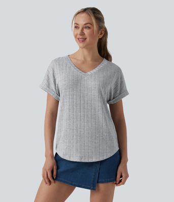 V Neck Short Sleeve Casual T-Shirt