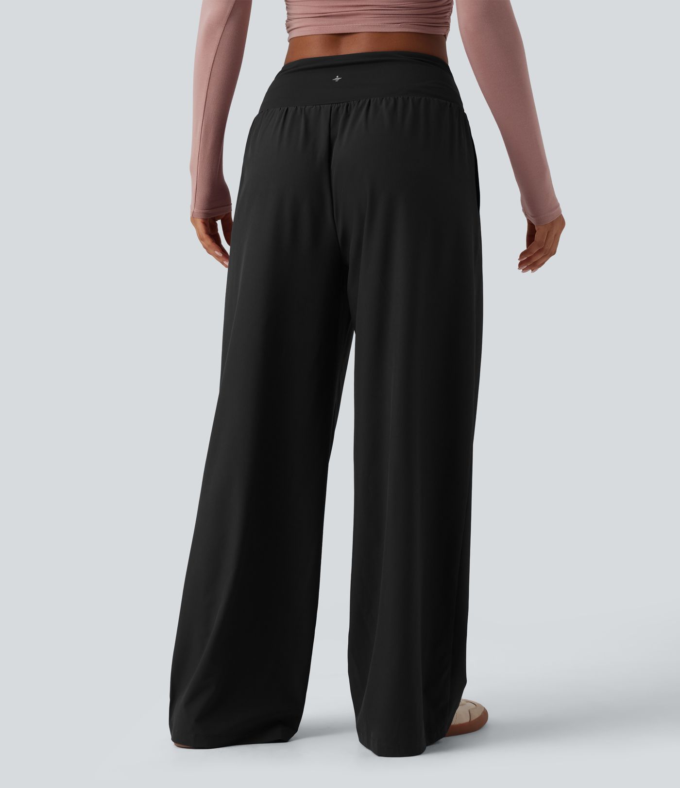 Crossover Low Rise Casual Baggy Trousers with Pockets