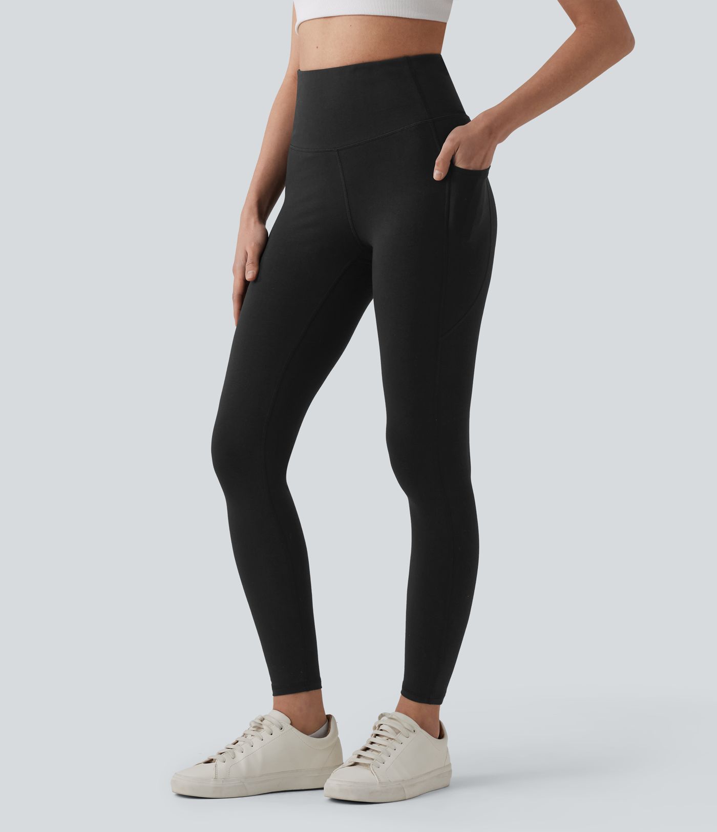 High Waisted Yoga Cotton Leggings with Pockets