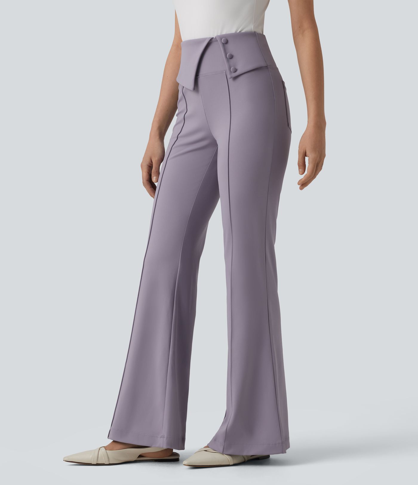 Pantalon tailleur évasé Halara Flex™ DayStretch gainant taille haute repliable avec poches