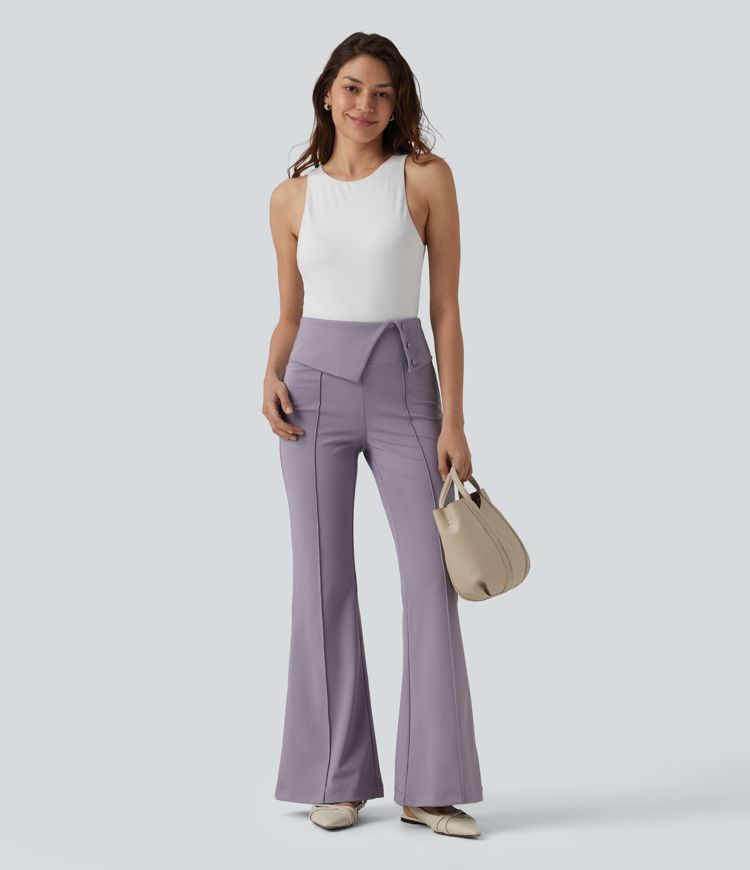 Pantalon tailleur évasé Halara Flex™ DayStretch gainant taille haute repliable avec poches