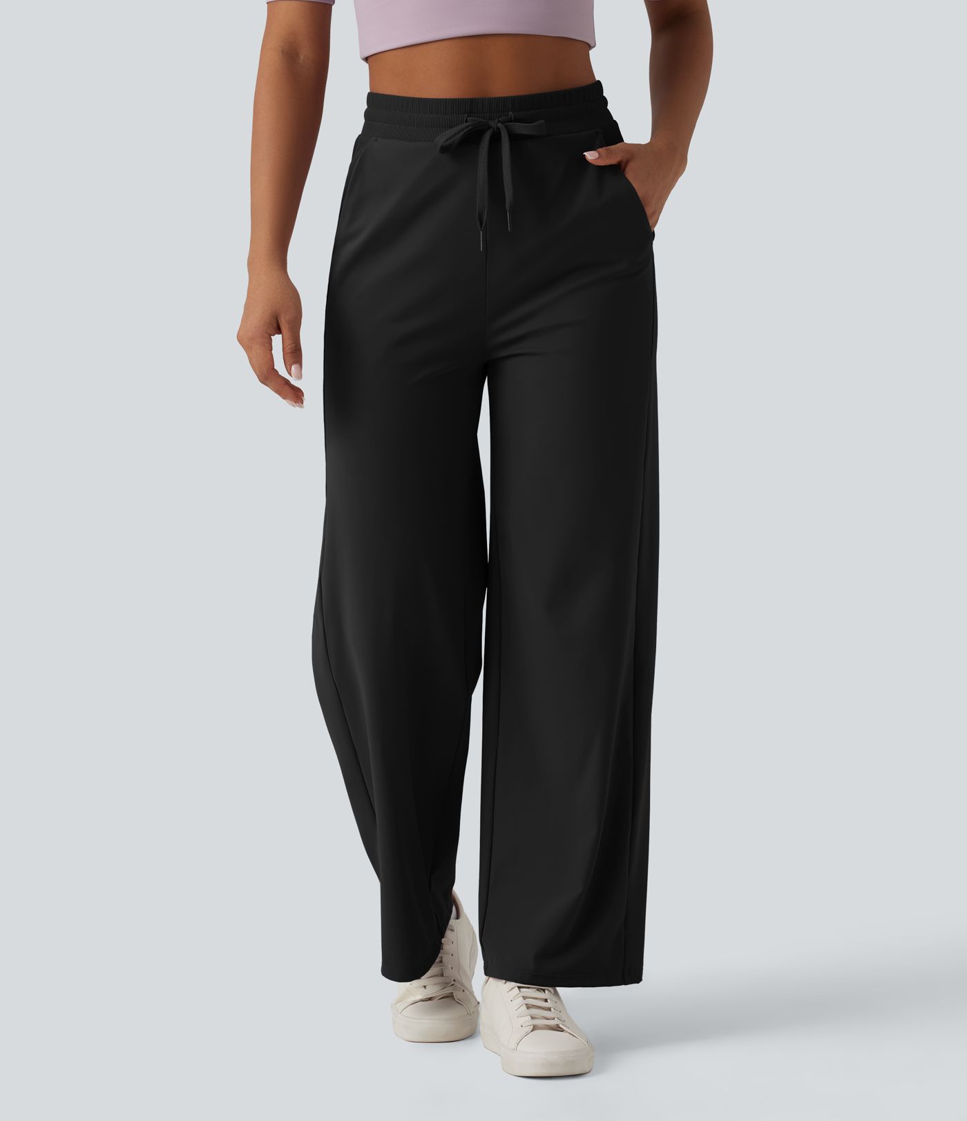 Softlyzero™ Airy - Lässige Baggy-Hose mit hohem Bund, Seitentaschen, Kordelzug, Kontrastnetz und Cool-Touch - UPF50+