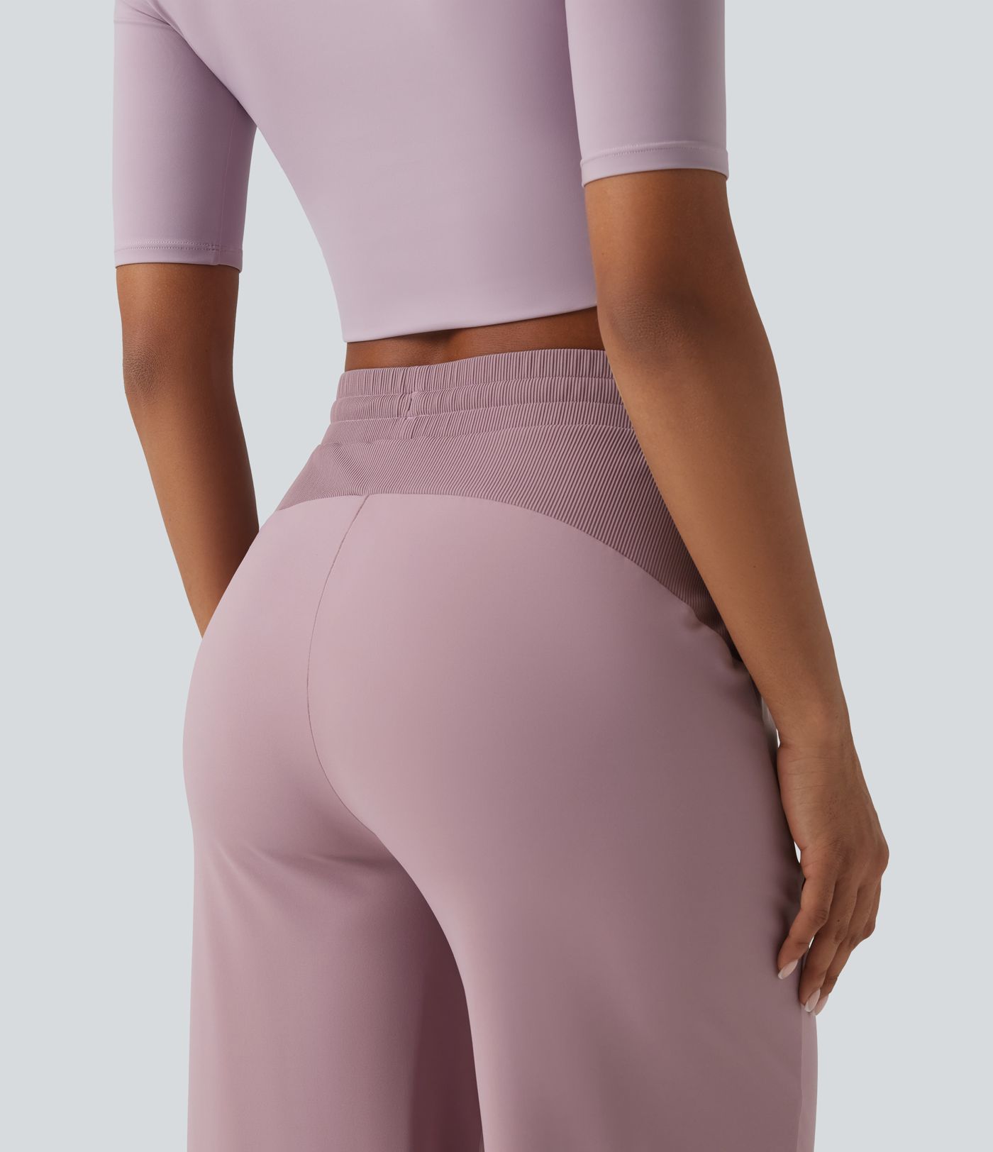 Pantalon ample décontracté SoftlyZero™ Airy taille haute avec cordon de serrage côtes contrastantes toucher frais et poches - UPF50+