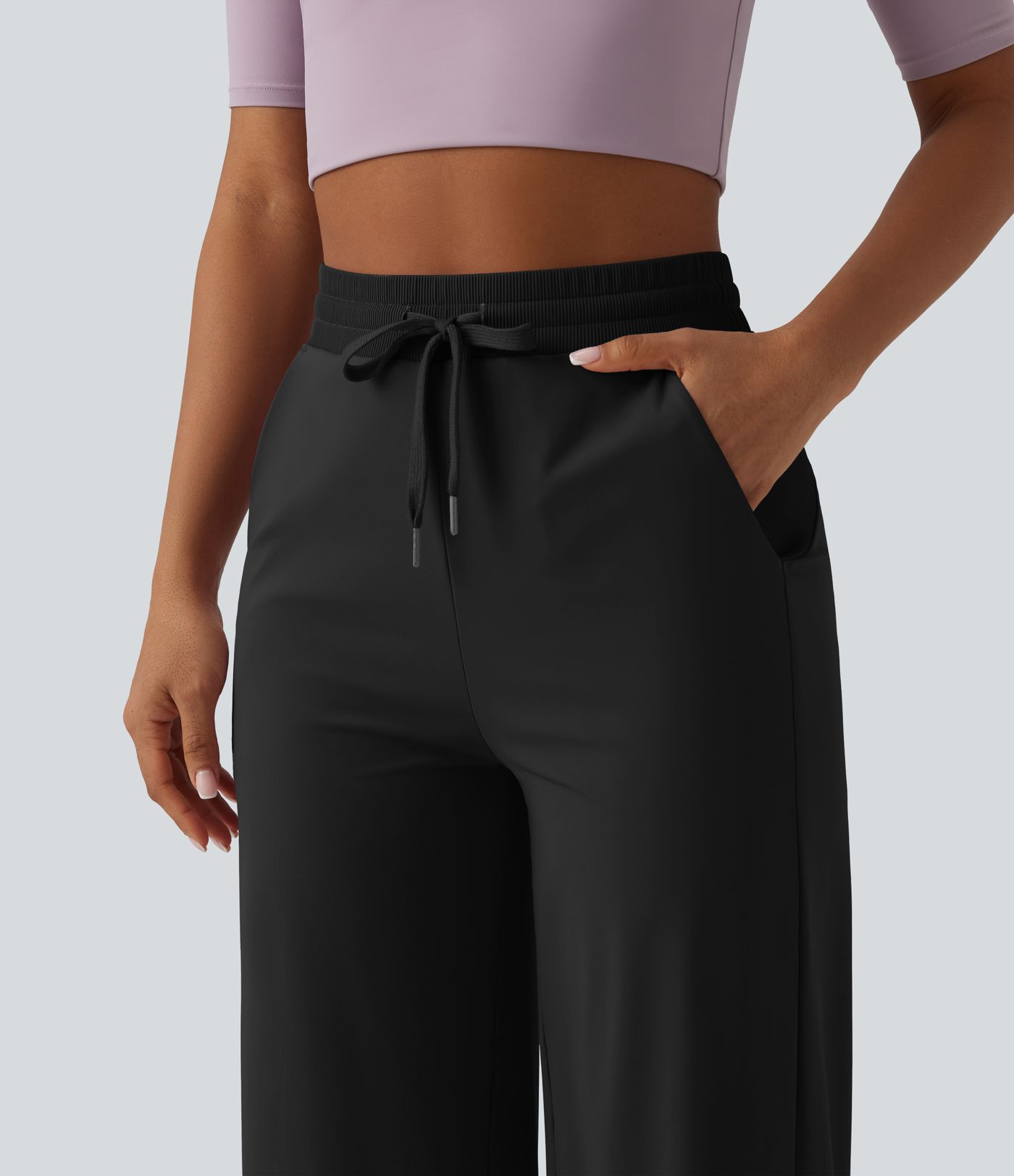 Softlyzero™ Airy - Lässige Baggy-Hose mit hohem Bund, Seitentaschen, Kordelzug, Kontrastnetz und Cool-Touch - UPF50+