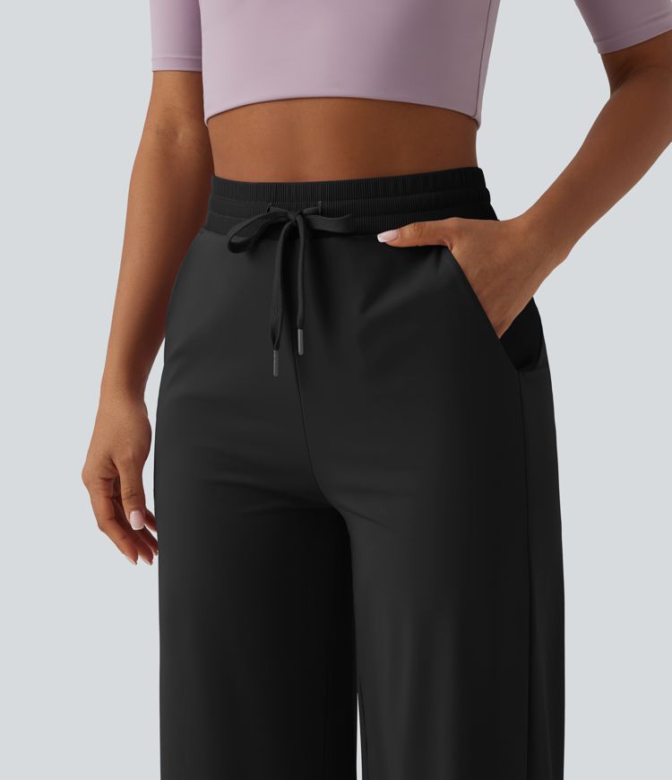 Softlyzero™ Airy - Lässige Baggy-Hose mit hohem Bund, Seitentaschen, Kordelzug, Kontrastnetz und Cool-Touch - UPF50+