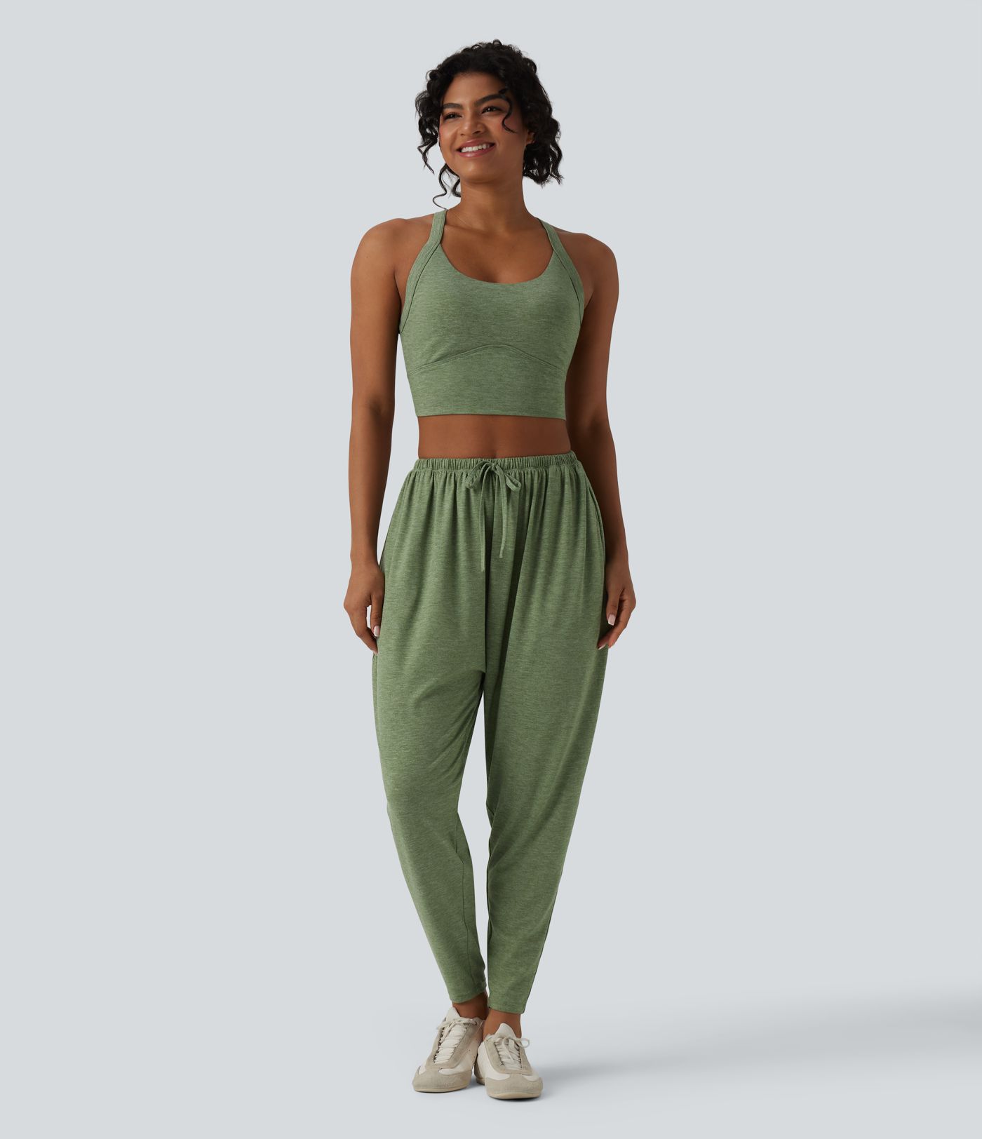 Backless Twisted Adjustable Buckle Skinny Cropped Heathered Casual Tank Top