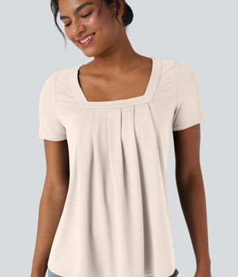 Haut casual col carré manches courtes