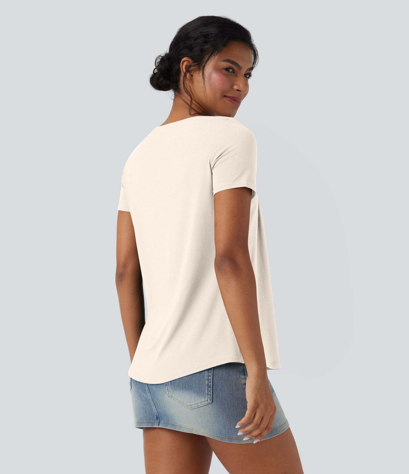 Haut casual col carré manches courtes