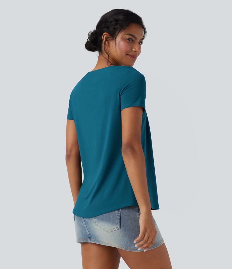 Square Neck Short Sleeve Casual Top