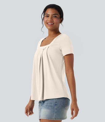 Haut casual col carré manches courtes