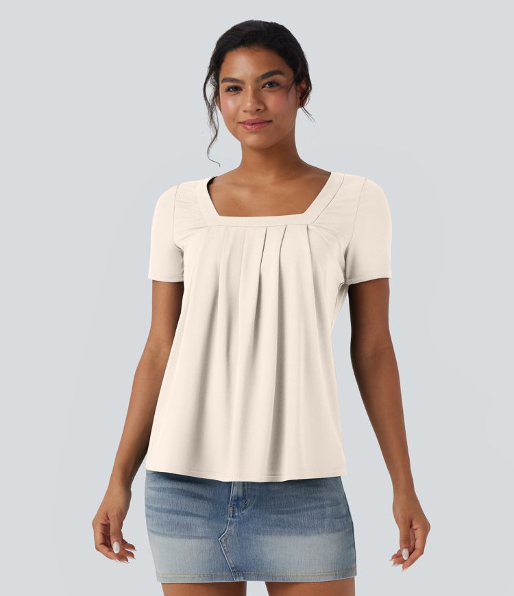 Haut casual col carré manches courtes