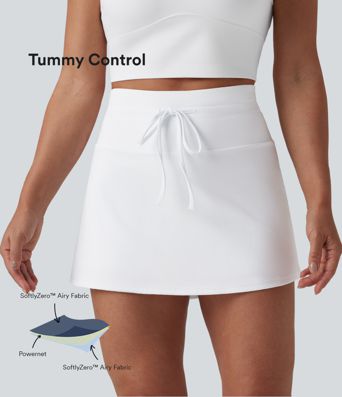 Softlyzero™ Airy High Waisted Drawstring Tummy Control 2-in-1 Cool Touch Mini Tennis Skirt with Pockets