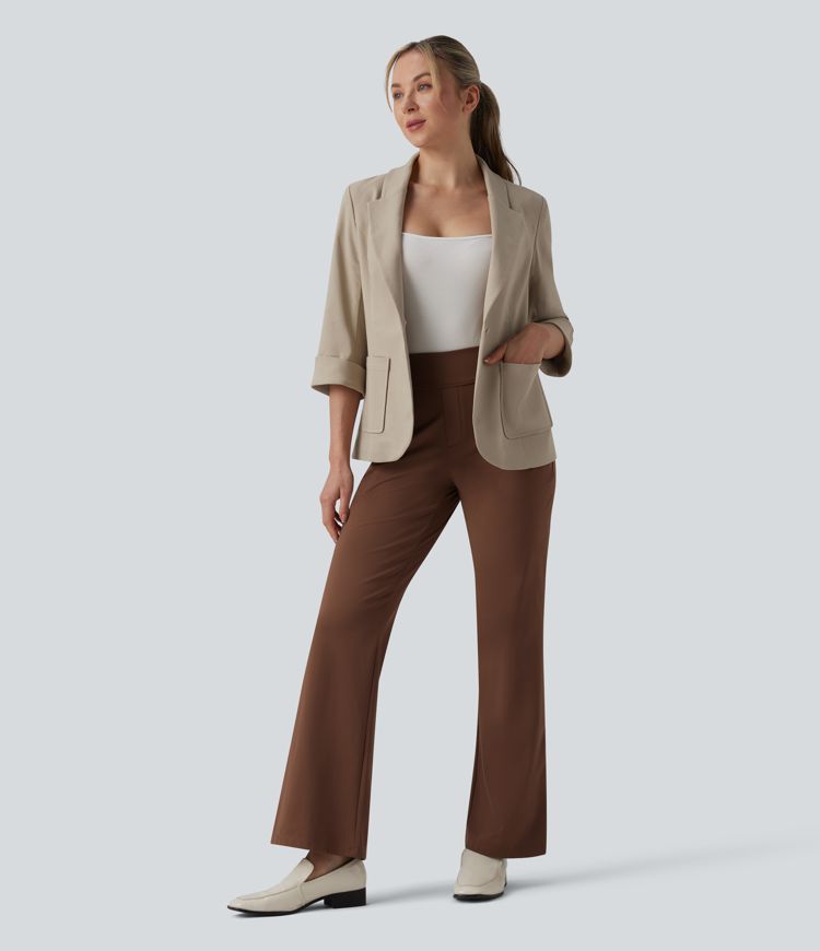 Shawl Collar 3/4 Sleeve Work Blazer with Pockets