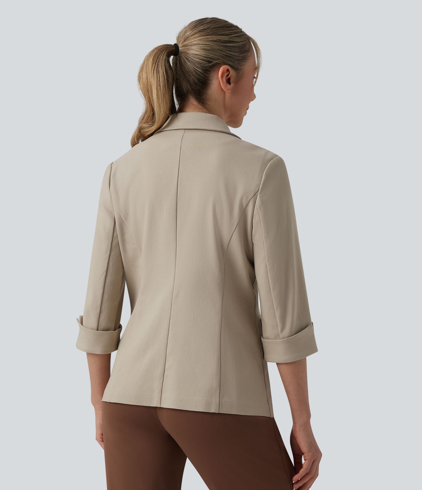 Shawl Collar 3/4 Sleeve Work Blazer with Pockets