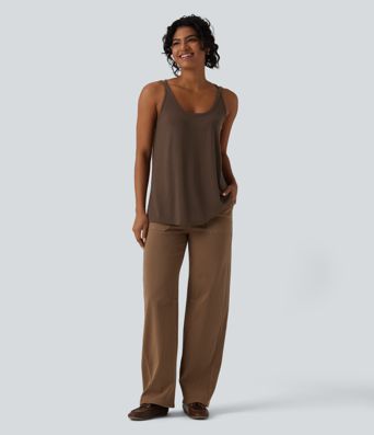 Tops ar U veida izgriezumu, brīvs ikdienas modelis