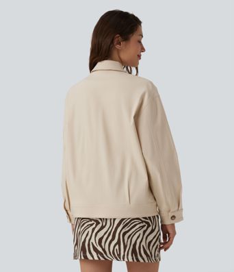 Long Sleeve Zipper Casual Jacket with Pockets