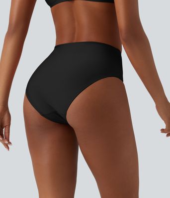 Bas de maillot de bain bikini taille haute gainant froncé Bas de maillot de bain bikini taille haute gainant froncé