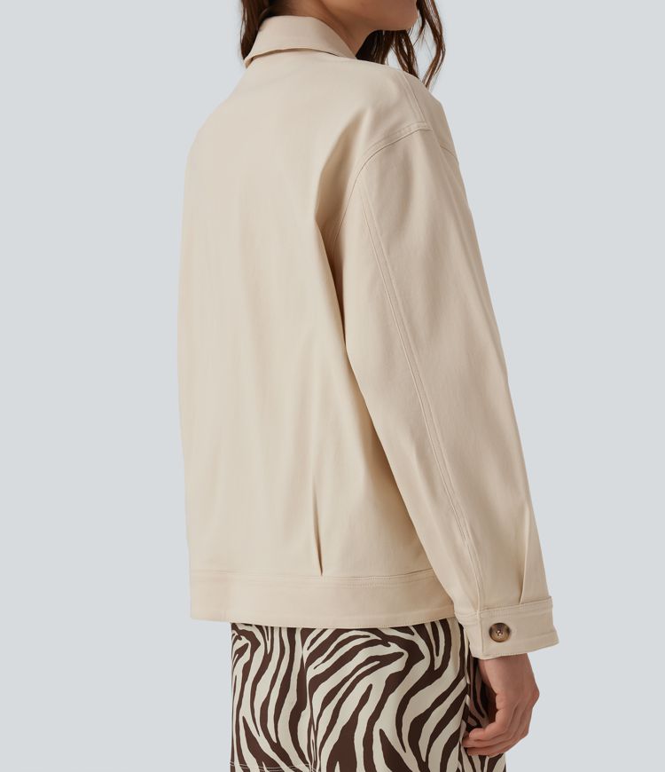 Long Sleeve Zipper Casual Jacket with Pockets