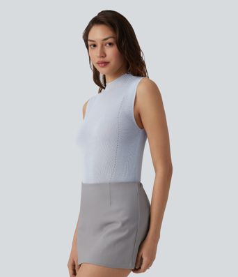 Állónyakú, ujjatlan munkapulóver