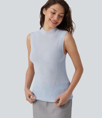 Állónyakú, ujjatlan munkapulóver