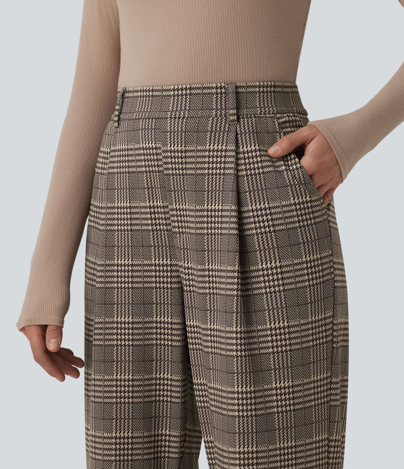 Halara Flex™ High Waisted Plaid Work Flare Pants with Pockets