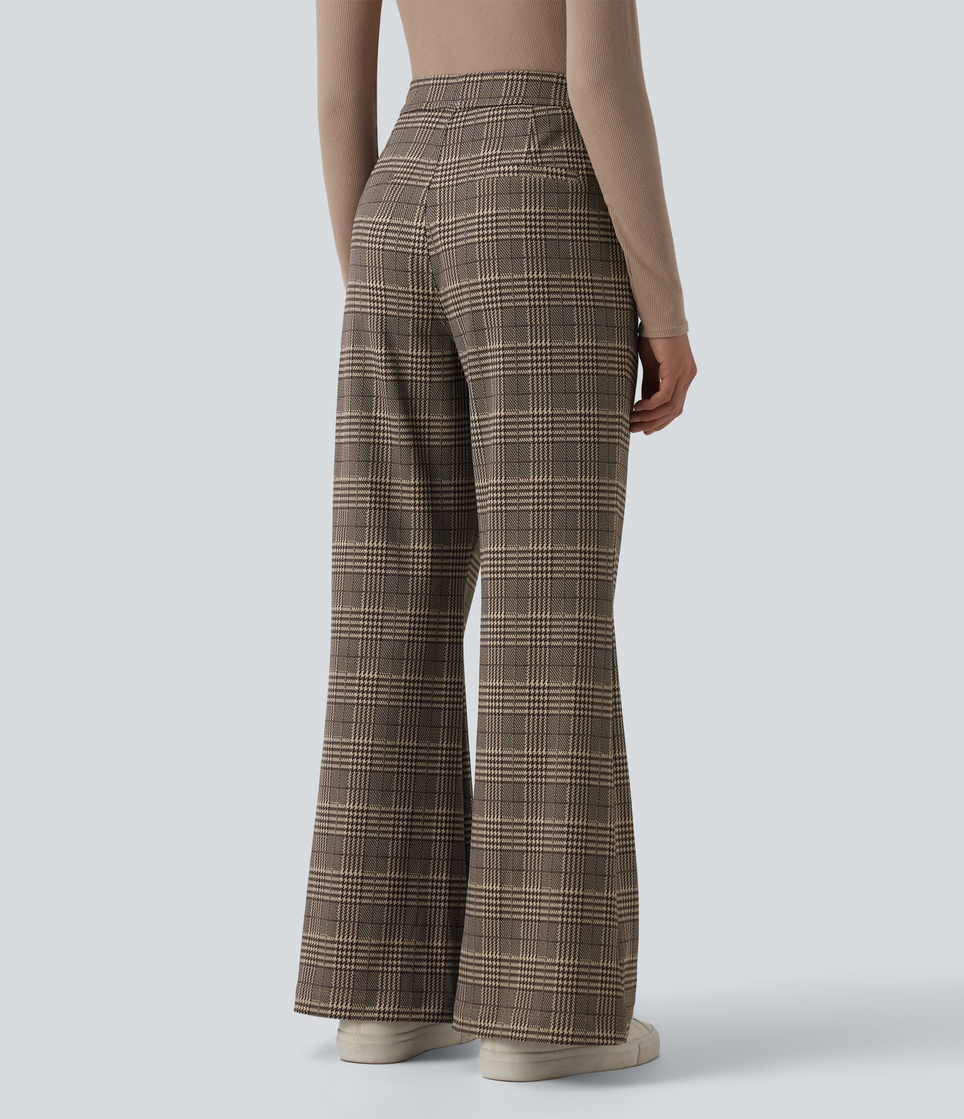 Halara Flex™ High Waisted Plaid Work Flare Pants with Pockets