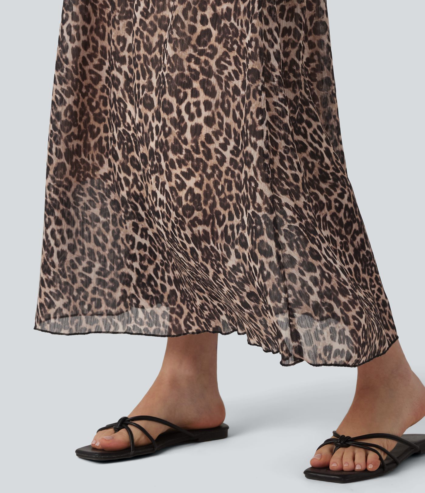 Jupe midi fluide décontractée taille haute avec poches