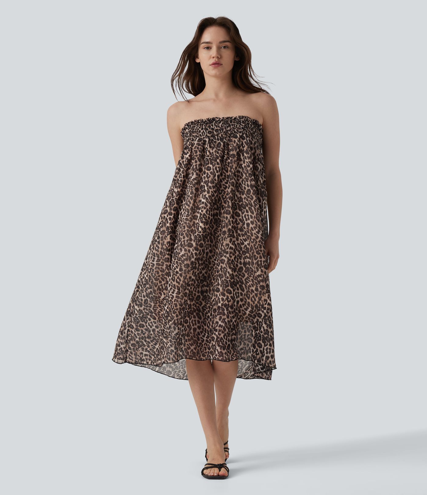 Jupe midi fluide décontractée taille haute avec poches