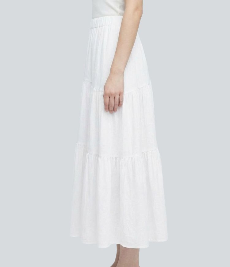 Mid Rise Midi Casual Tiered Skirt