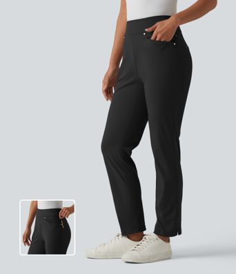 High Waisted Tapered Golf Pants with Pockets