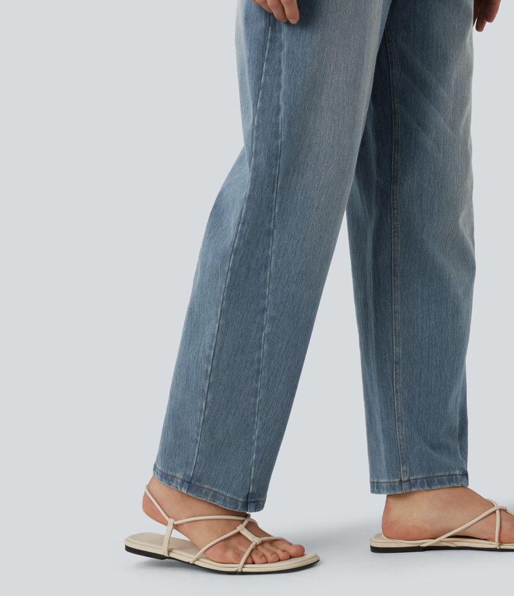 Halara Flex™ - Lässige Jeans mit niedrigem Bund, mehreren Taschen und Barrel-Leg