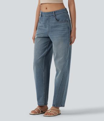 Halara Flex™ - Lässige Jeans mit niedrigem Bund, mehreren Taschen und Barrel-Leg