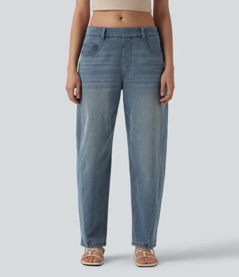 Halara Flex™ - Lässige Jeans mit niedrigem Bund, mehreren Taschen und Barrel-Leg