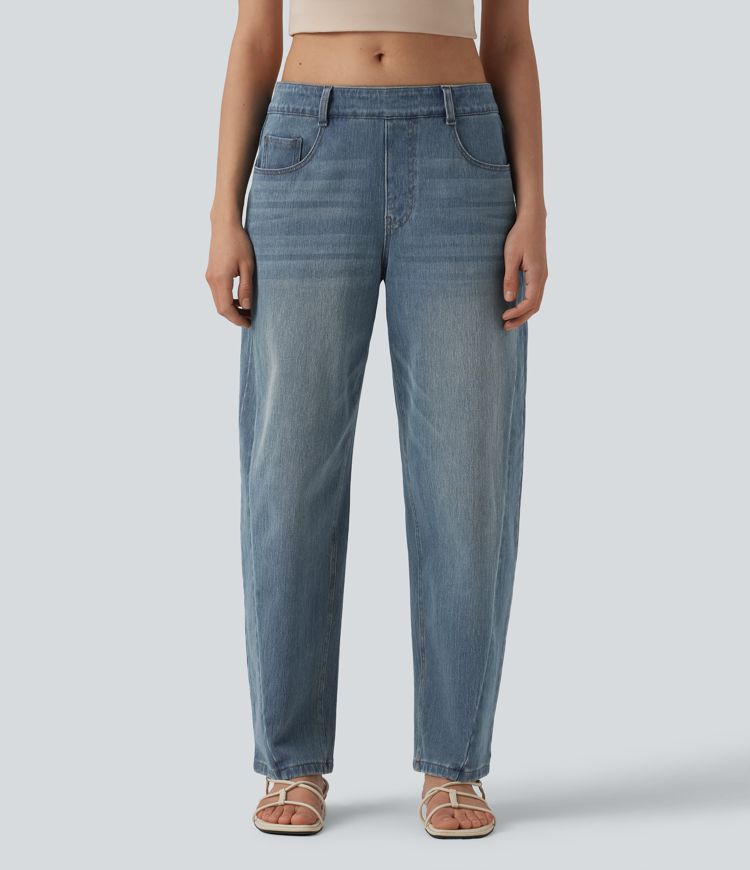 Halara Flex™ - Lässige Jeans mit niedrigem Bund, mehreren Taschen und Barrel-Leg