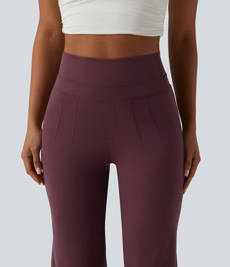 High Waisted Tummy Control Cool Touch Quick Dry Casual Straight Leg Pants with Pockets