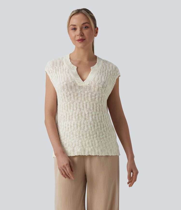 V-neck Cap Sleeve Resort Jumper