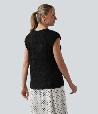 Pull resort col V manches courtes