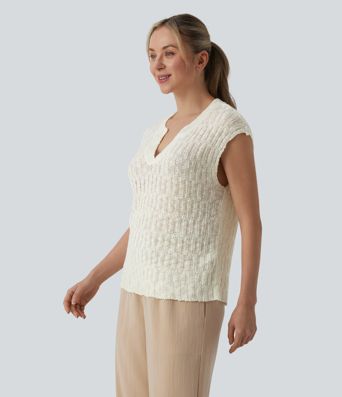 V-neck Cap Sleeve Resort Jumper