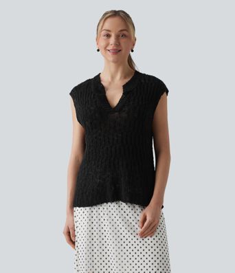 Pull resort col V manches courtes