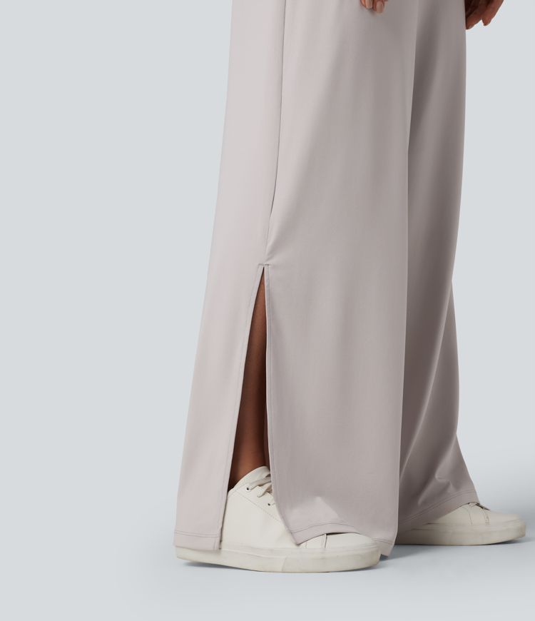 Mono casual de un solo hombro con manga corta, abertura en el bajo y bolsillos — ¡Súper fácil!