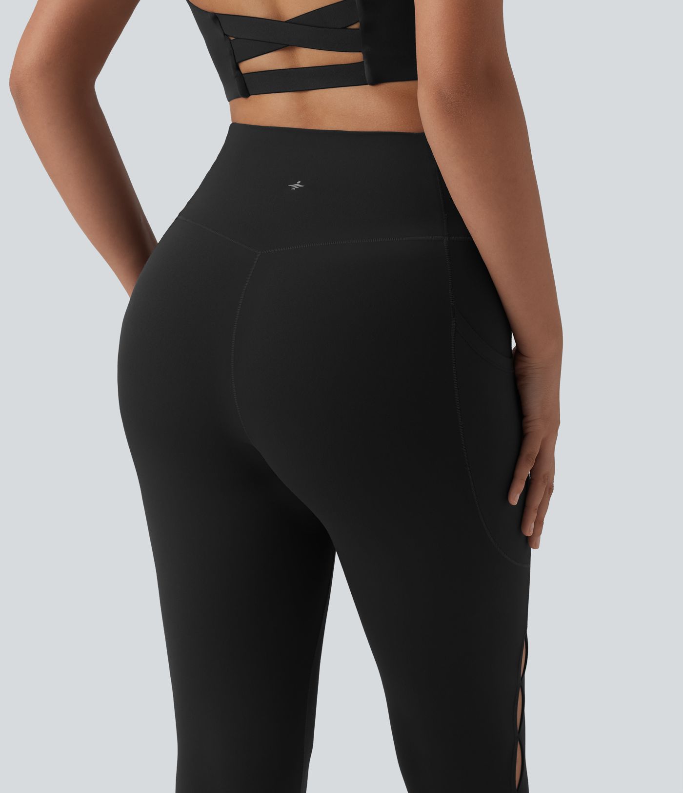 SoftlyZero™ Crossover High Waisted Cut-out Yoga 7/8 Leggings with Pockets-UPF50+