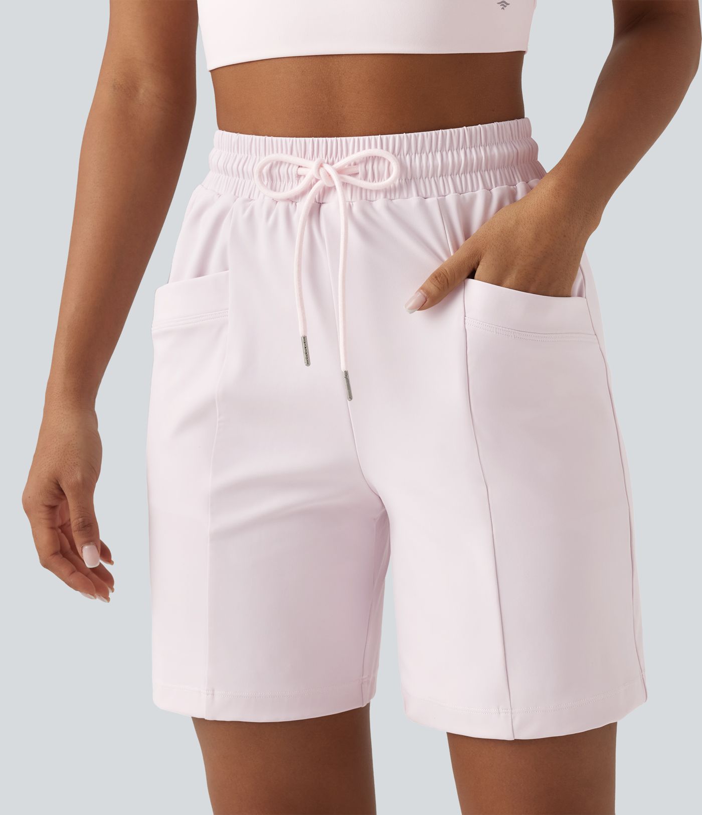 SoftlyZero™ Airy High Waisted Drawstring Cool Touch Yoga Bermuda Shorts with Pockets-UPF50+