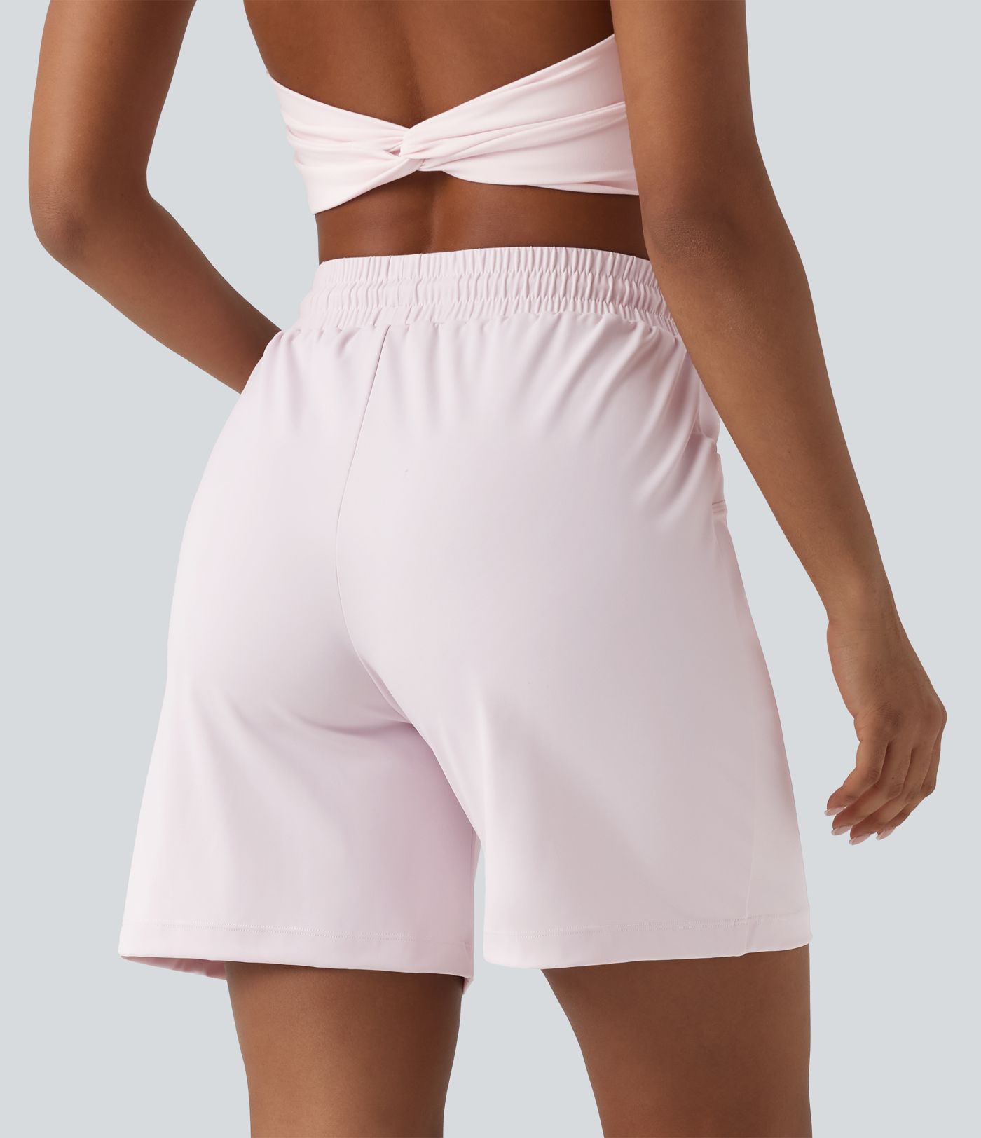 SoftlyZero™ Airy High Waisted Drawstring Cool Touch Yoga Bermuda Shorts with Pockets-UPF50+