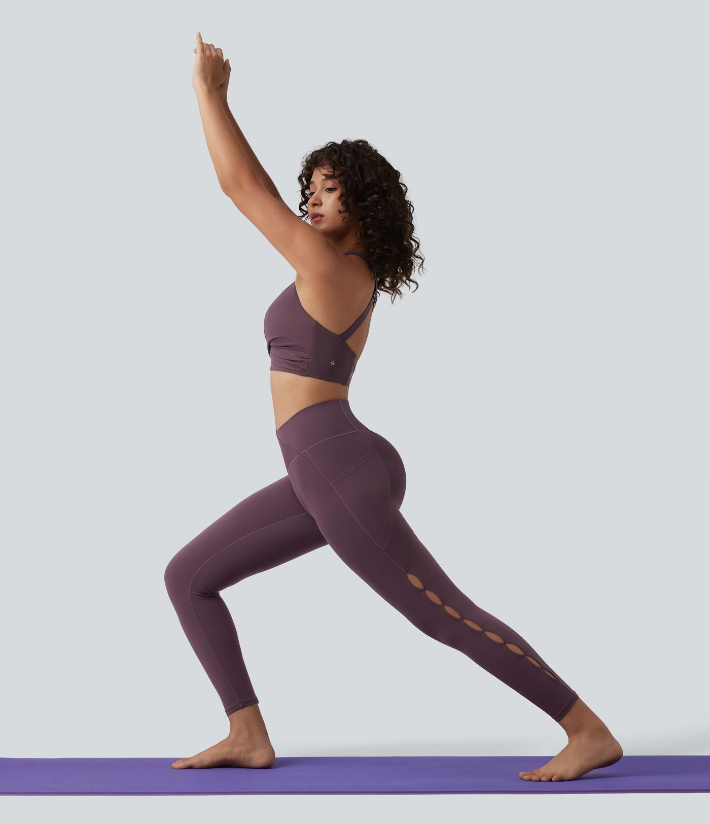 SoftlyZero™ Crossover High Waisted Cut-out Yoga 7/8 Leggings with Pockets-UPF50+