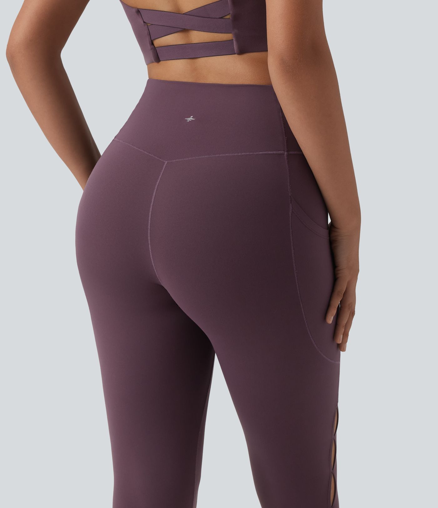 SoftlyZero™ Crossover High Waisted Cut-out Yoga 7/8 Leggings with Pockets-UPF50+