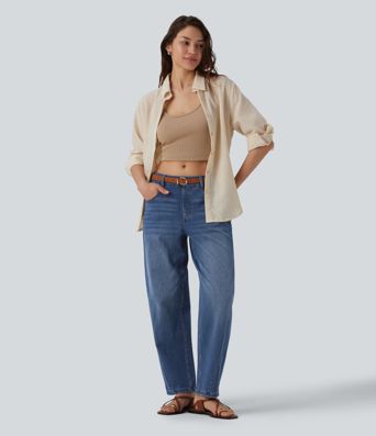 Jean Barrel Halara Flex™ casual taille basse jambes tonneau avec poches